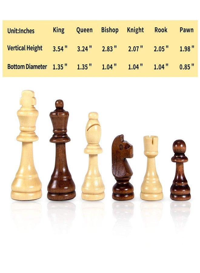 AMEROUS Wooden Chess Pieces Only, Tournament Staunton Wood Chessmen with 3.5 inches King, Chess Game Pawns for Chess Board Game, Replacement of Missing Pieces (2 Storage Bag Included) - Image 5
